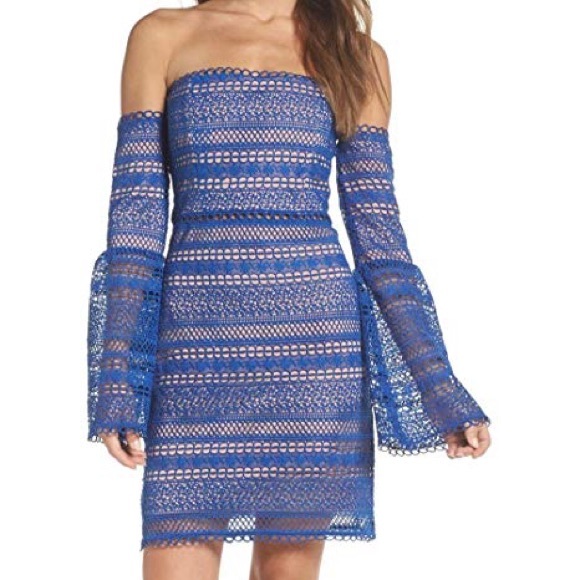 Foxiedox Off Shoulder Lace Knit Sheath Dress - Picture 2 of 5